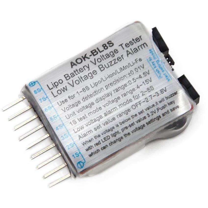 1-8S LiPo Battery Voltage Tester with LCD Display & Low Voltage Alarm - RC Drone Car Boat Battery Checker for Hobbyists and DIY Projects