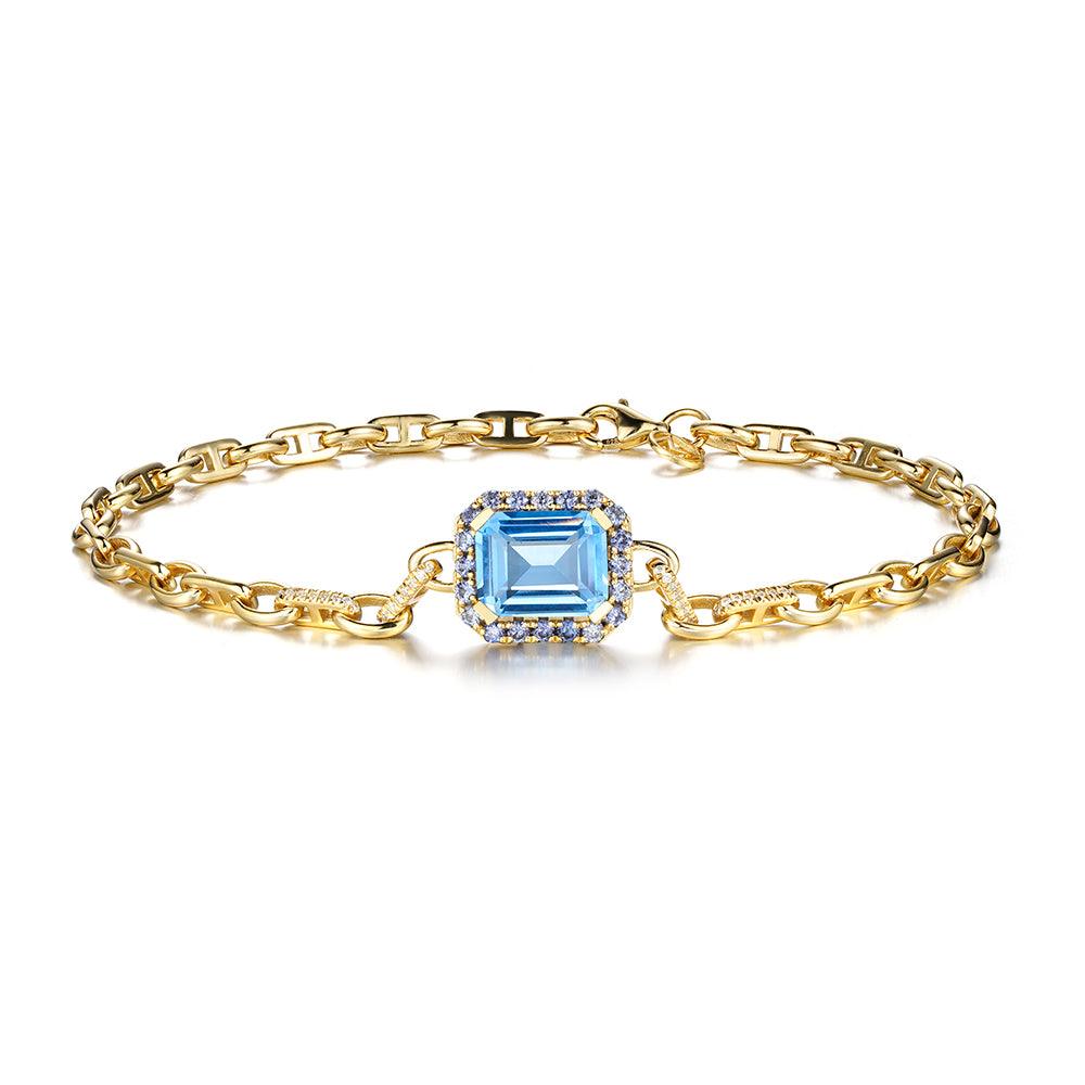Aqua Earth Conservation Champion Bracelet - Genuine Aquamarine & Sapphire Gemstone Jewelry for Women | Perfect for Eco-Friendly Gifts, Charity Events & Sustainable Fashion Accessories