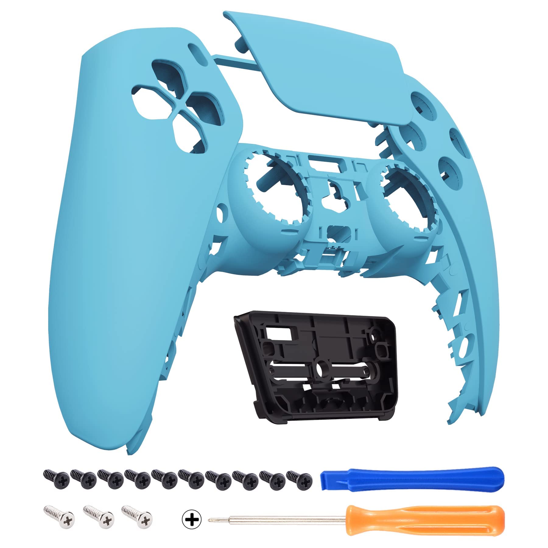 eXtremeRate Heaven Blue Soft Touch PS5 Controller Front Housing Shell & Touchpad Cover - DIY Replacement Faceplate for Customization | Gaming, Streaming, Competitive Play
