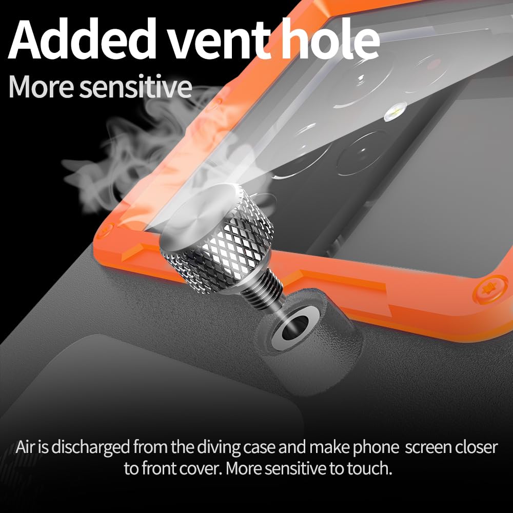 **Waterproof Phone Case for iPhone 16/15/14/13/12/11 Pro Max & Samsung Galaxy S25/S24/S23/S22 – 50ft/15m Deep Underwater Diving & Snorkeling Protection – Shockproof & HD Photo/Video Cover (Orange) – Perfect for Beach, Pool & Water Sports**