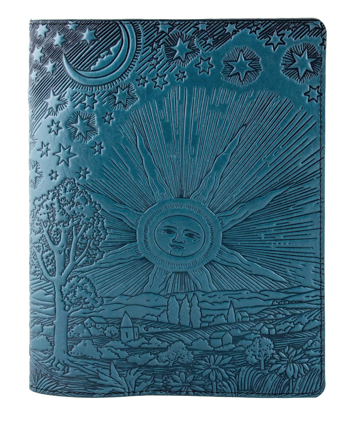 Premium Genuine Leather Notebook Cover with Insert - 8.25x10.25 Inches, Heavenly Blue Design - Handcrafted in USA by Oberon Design - Perfect for Journaling, Office Work & Gift Giving