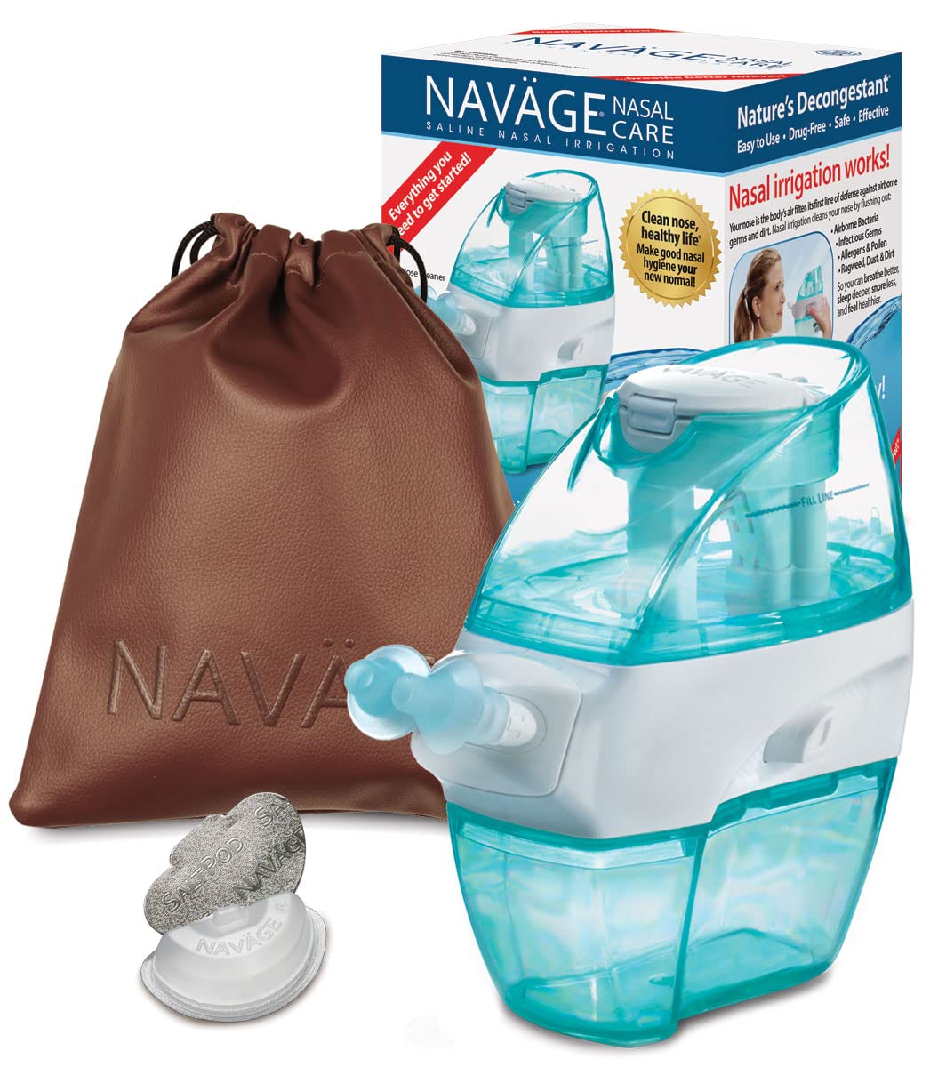 Navage Nasal Care Travel Bundle - Portable Nose Cleaner with 20 SaltPod Capsules & Travel Bag (Burgundy) | Sinus Relief for Allergies, Cold & Congestion | Perfect for Travel, Home & Office Use