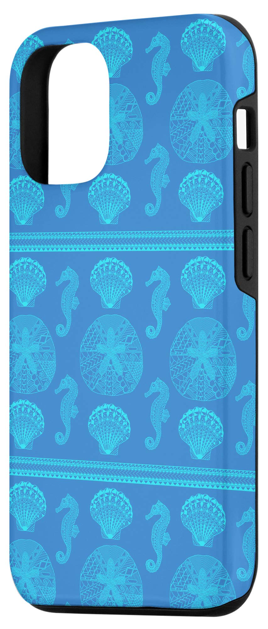iPhone 12/12 Pro Case - Tribal Seashells & Seahorses Design, Slim Protective Cover for iPhone 12/12 Pro - Perfect for Beach Vacations, Summer Outings & Coastal Lifestyle