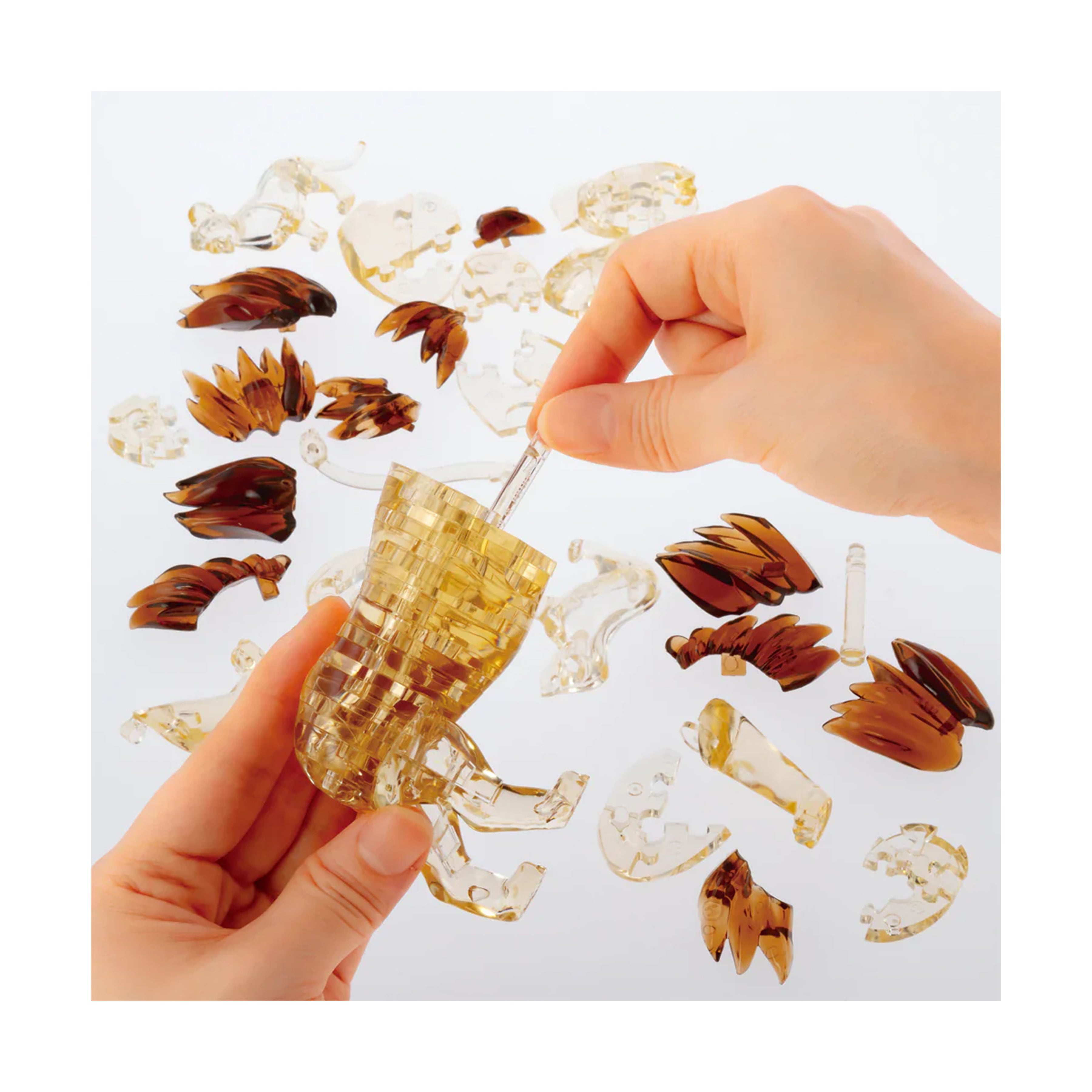3D Crystal Puzzle - Lion and Baby (Gold) 55 Pieces - Fun Brain Teaser for Adults & Kids - Perfect for Family Game Night & Educational STEM Toys Gift