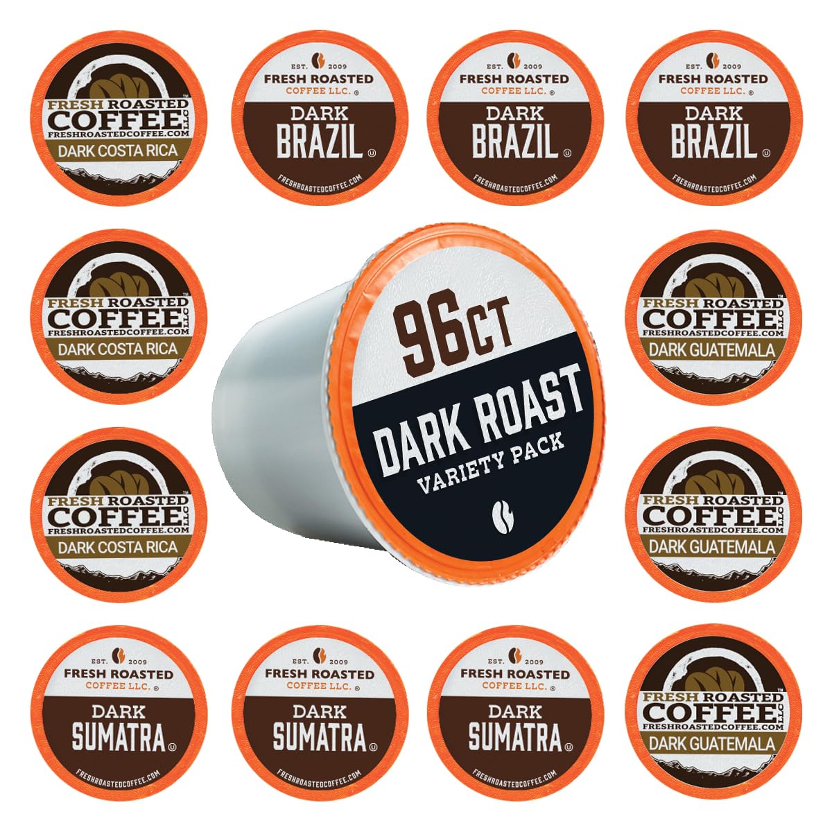 Fresh Roasted Dark Roast Coffee Variety Pack - 96 K-Cup Compatible Pods for Keurig Brewers | Perfect for Office, Home & Morning Coffee Routine