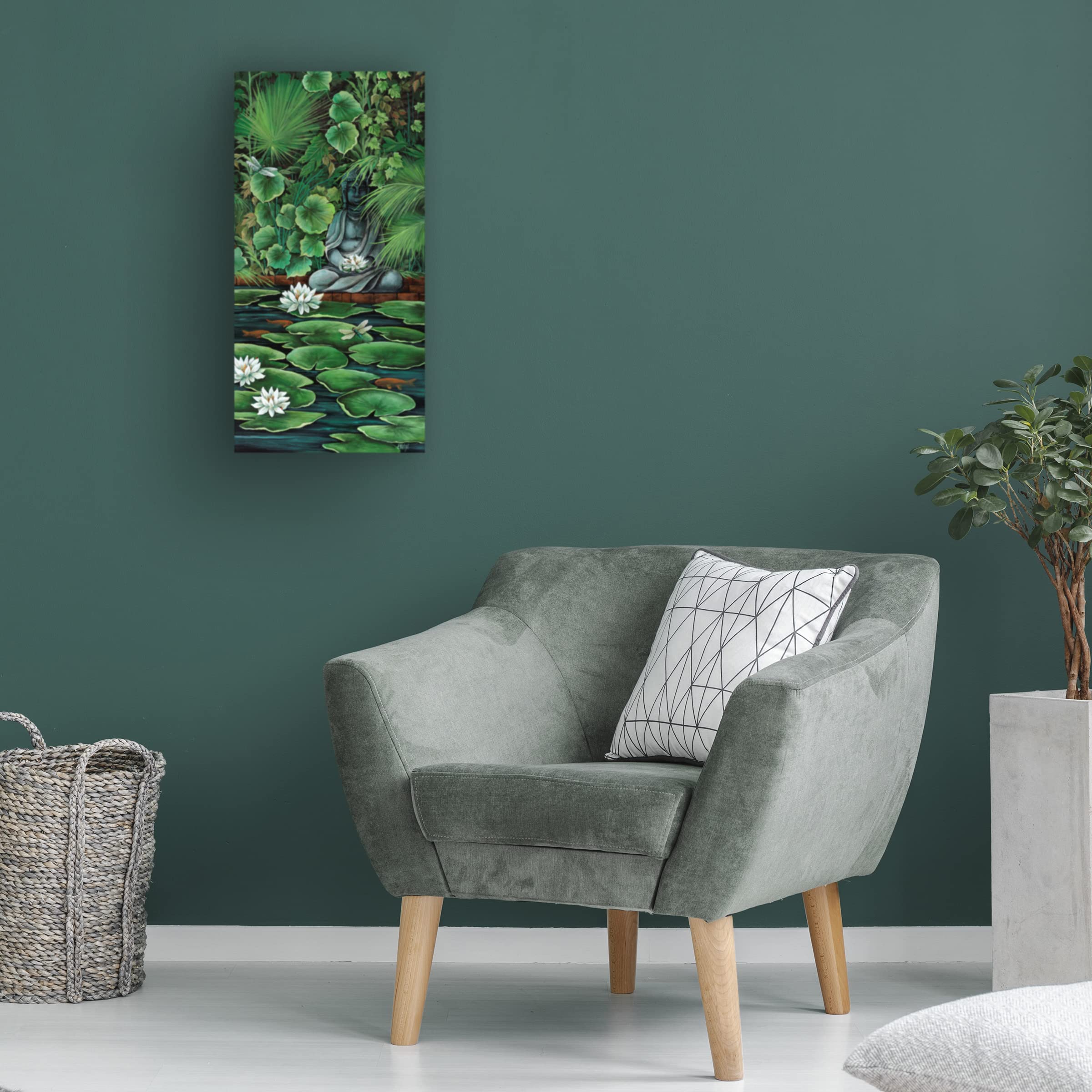 Debbi Wetzel 'Koi Pond' Canvas Wall Art Print - Japanese Water Garden Painting for Living Room, Bedroom & Office Decor
