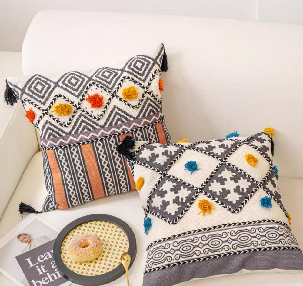 Modern Geometric Throw Pillows - Oriental Square Couch Pillows for Living Room Decor, Bohemian Style Decorative Sofa Pillows | Perfect for Home Decor, Accent Seating & Cozy Living Room Styling