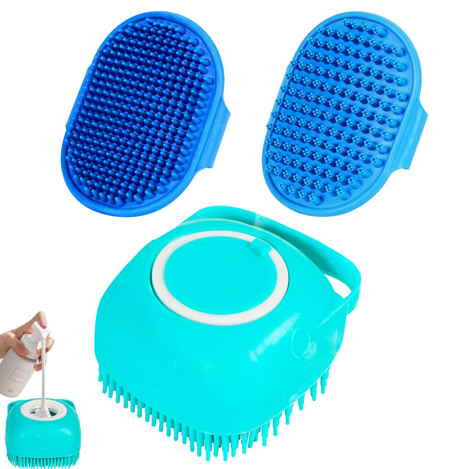 3-in-1 Dog Shampoo Brush - Pet Grooming Scrubber & Shower Brush for Dogs, Cats & Small Animals - Perfect for Bath Time & Massage at Home