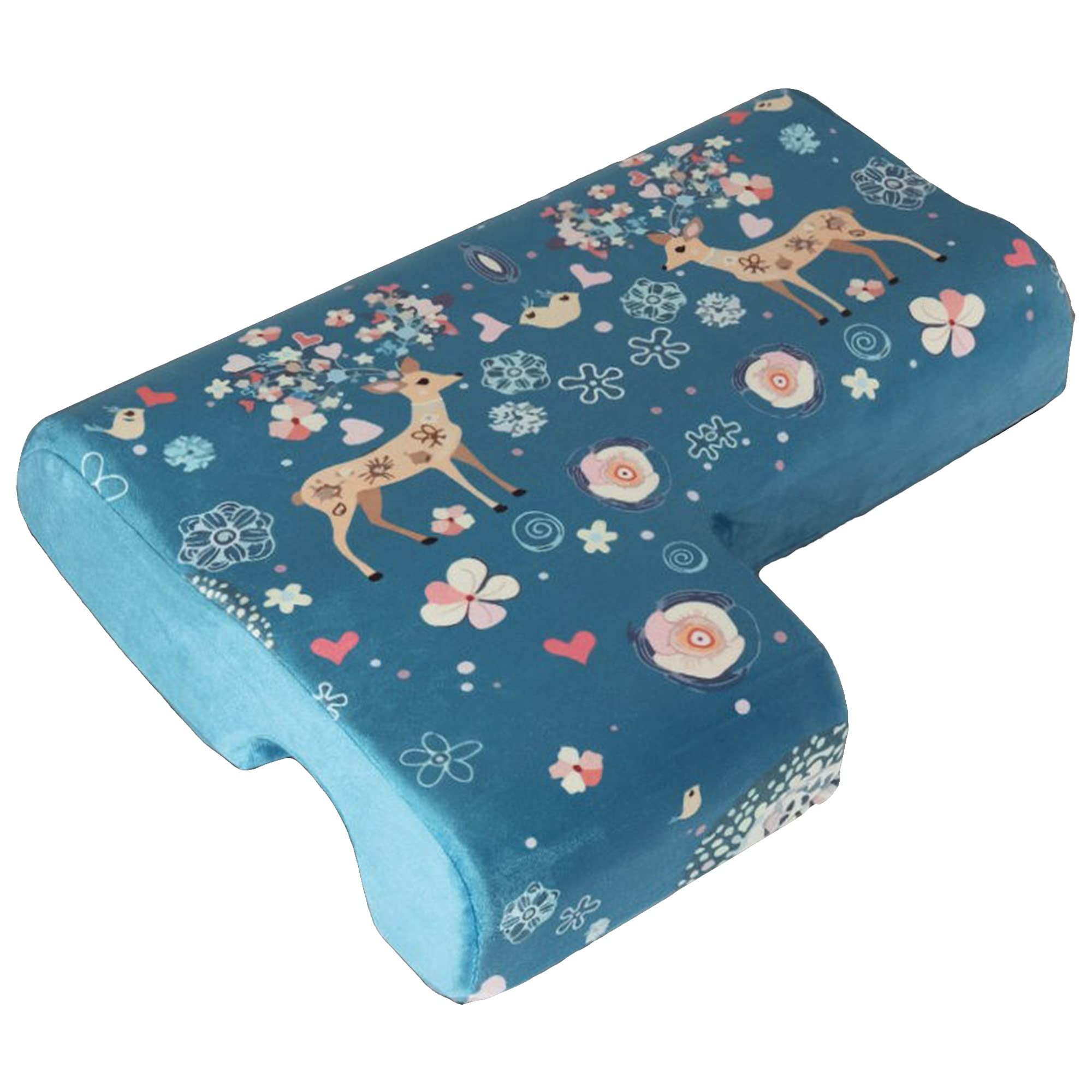 Memory Foam Couples Pillow for Neck Pain Relief - One-Piece Non-Pressing Cuddle Pillow Set, Multi-Color Floral Deer Design - Perfect Gift for Couples Sleeping Together & Back Pain Sufferers (Right Size) - Ideal for Romantic Nights, Long Flights & Post-Surgery Recovery