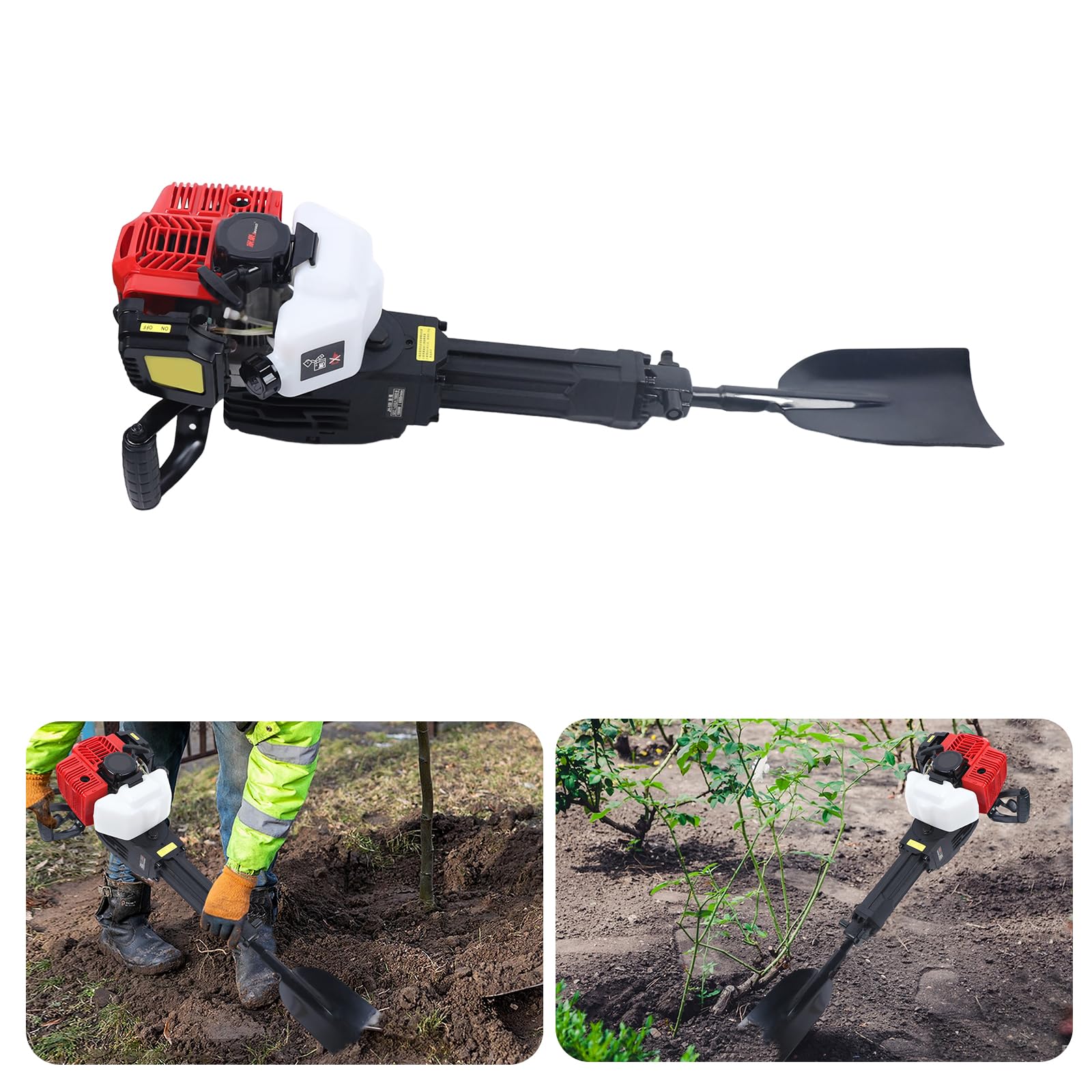 52CC 2-Stroke Gas Powered Handheld Trencher Digger Machine - Tree Planting Shovel & Rock Drilling Tool for Forestry, Vineyard Supports & Garden Work (Perfect for Landscaping, Farming & DIY Projects)