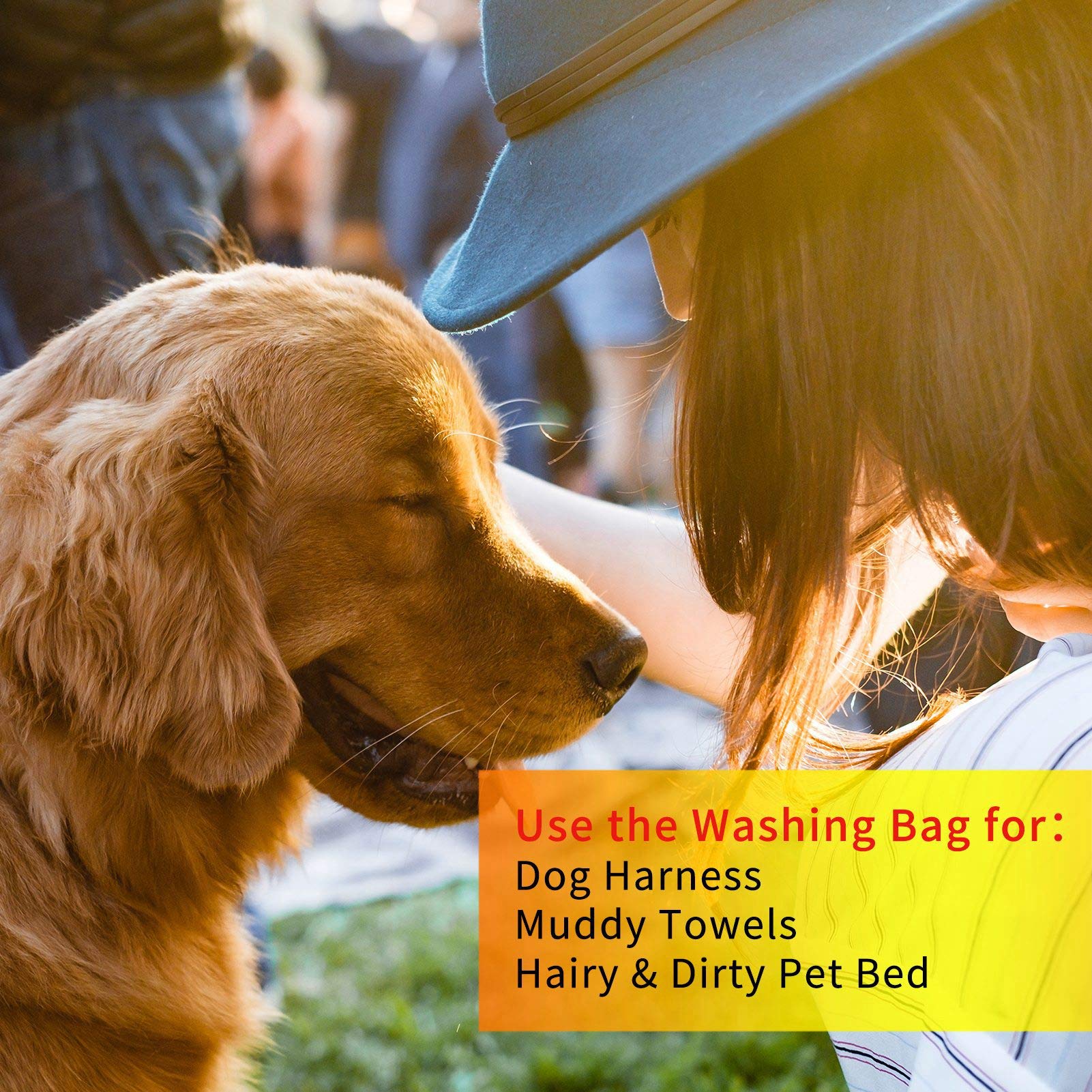 AUXSOUL Large Pet Laundry Bag for Washing Machine - 25.8’’x27.8’’ (65x70cm) Dog Cat Horse Hair Remover - Prevents Clogging, Beige | Perfect for Pet Bedding, Blankets & Clothes | Machine Wash Safe