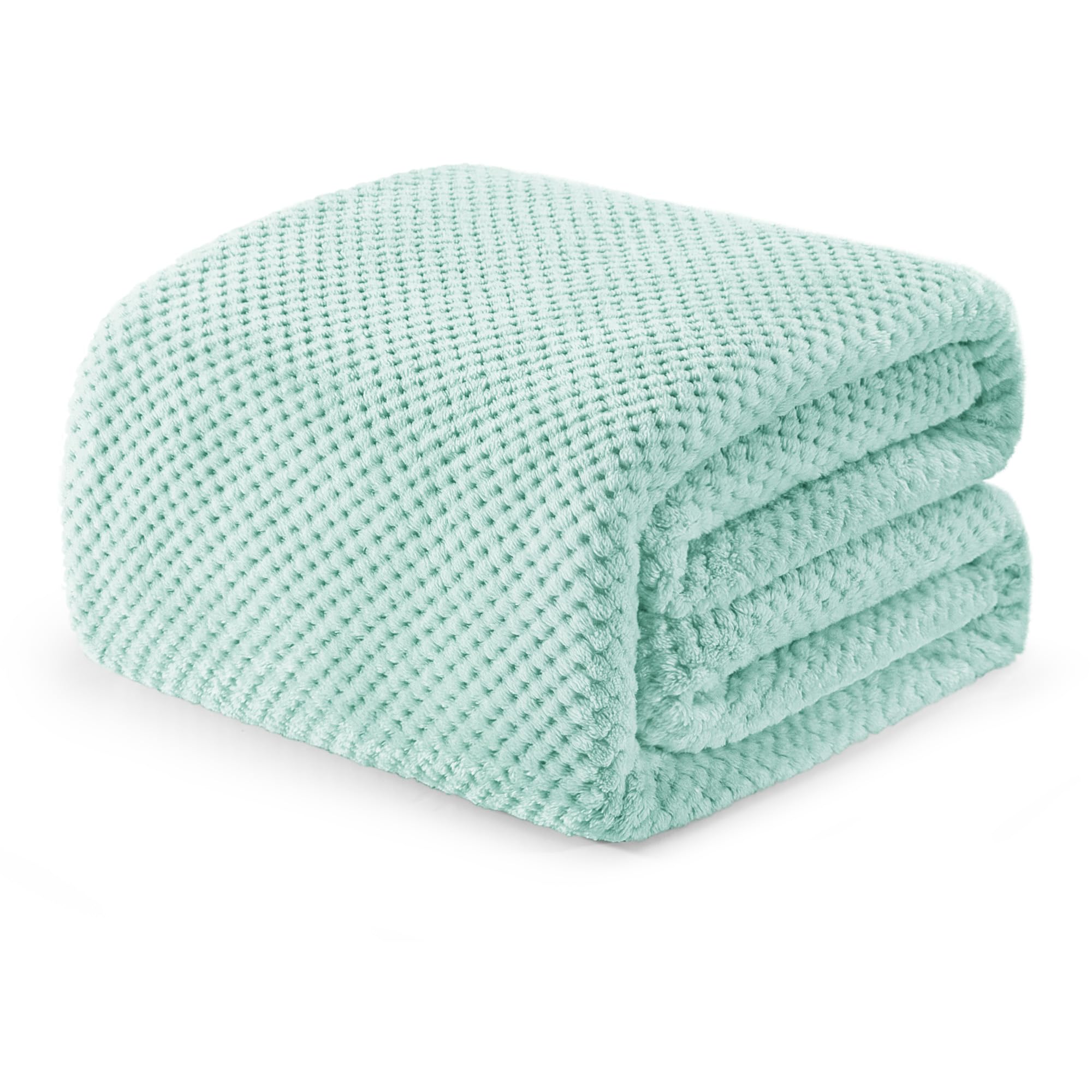 Exclusive Fleece Blend Waffle Textured Blanket - Twin Size (90x66 Inches) | Super Soft, Warm & Lightweight | Perfect for Couch, Sofa & Bed | Cozy Home Decor in Mint Green | Ideal for Lounging, Movie Nights & Winter Comfort