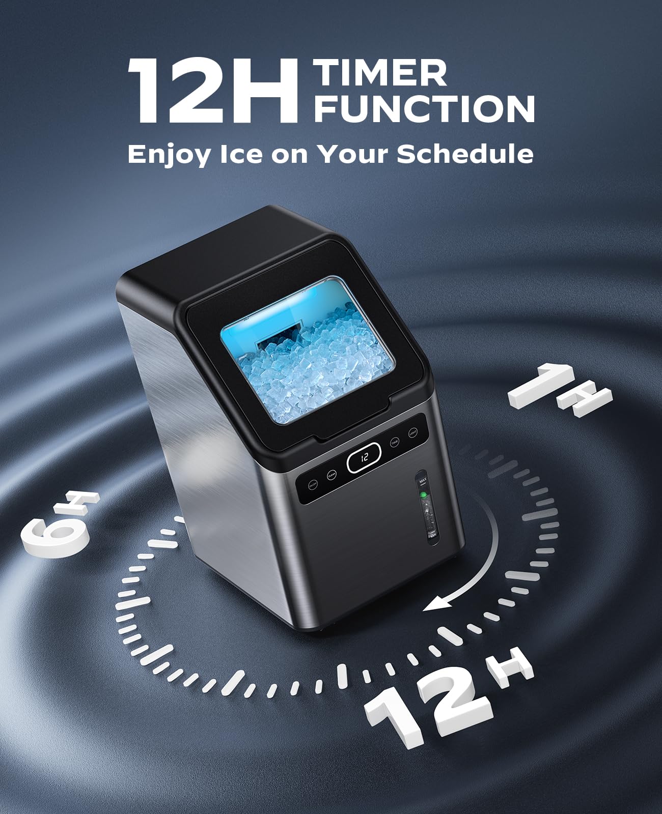 Totnz Countertop Nugget Ice Maker - 44lbs/Day, Self-Cleaning, Timer, Stainless Steel - Soft Chewable Pebble Ice for Home, Kitchen, Office, Bar & Parties | Perfect for Cocktails, Sodas & Beverage Dispensers