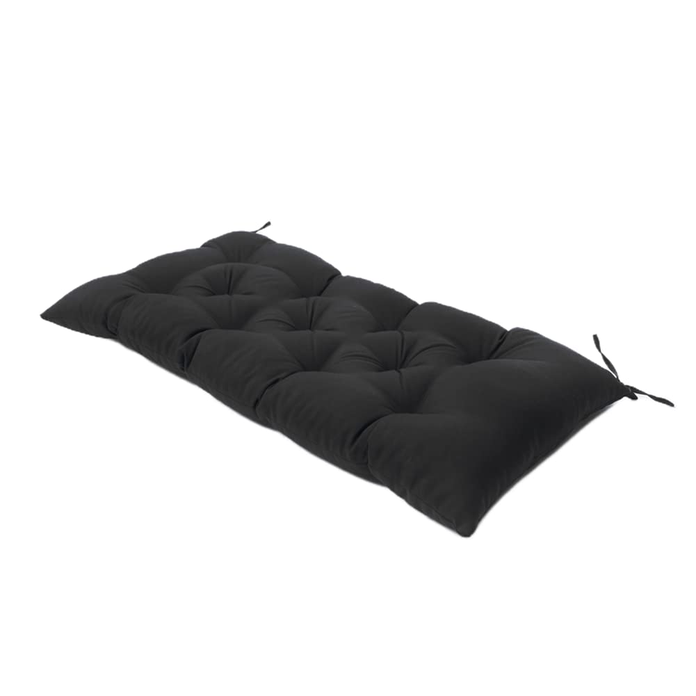 Premium Indoor/Outdoor Bench Cushion - 59.06x19.68 Inch Cotton Garden Furniture Seat Pad - Water-Resistant Patio Wicker Loveseat Cushion for Lounger, Swing, Porch & Deck - Comfortable Black Outdoor Furniture Cushion