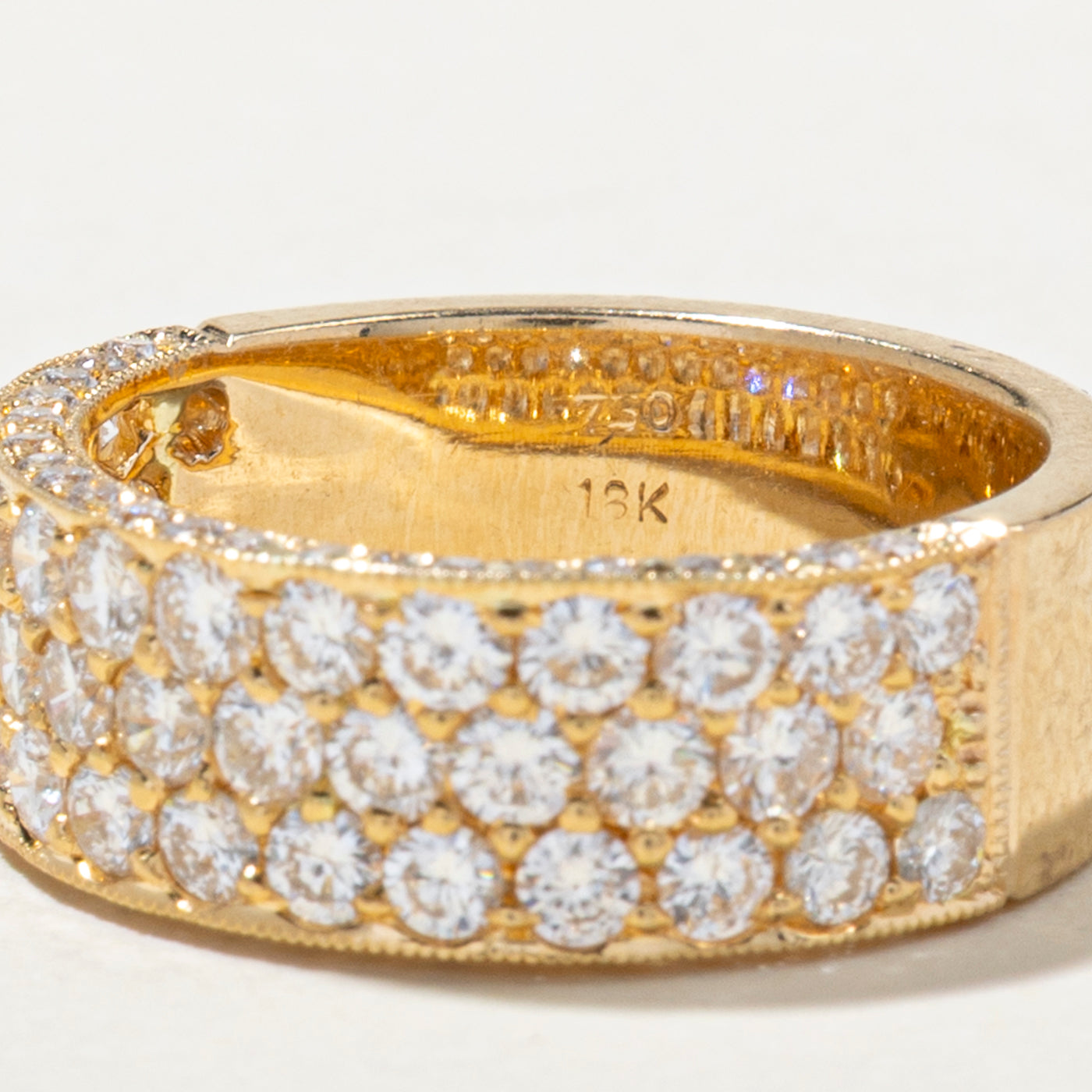 14K White Gold Semi Eternity Pavé Diamond Wedding Band - 1.55ctw Round Cut Diamonds | Size 6 | Perfect for Anniversary Gifts & Bridal Jewelry