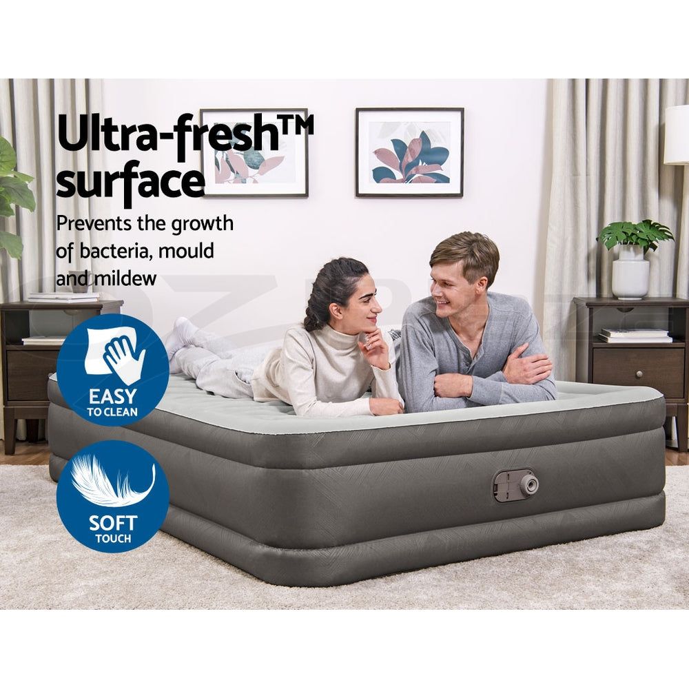 Bestway Queen Size Air Mattress with Built-in Pump - Inflatable Camping Bed for Indoor & Outdoor Use - Perfect for Guests, Travel, and Camping Trips