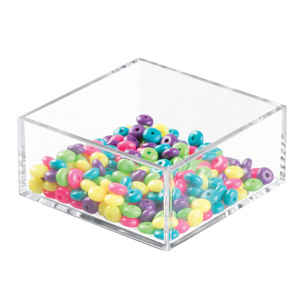 Clarity Organizer 4 x 4 x 2 - Clear Plastic Storage Box with Lid for Home, Office & Craft Organization - Perfect for Organizing Jewelry, Stationery, and Small Items
