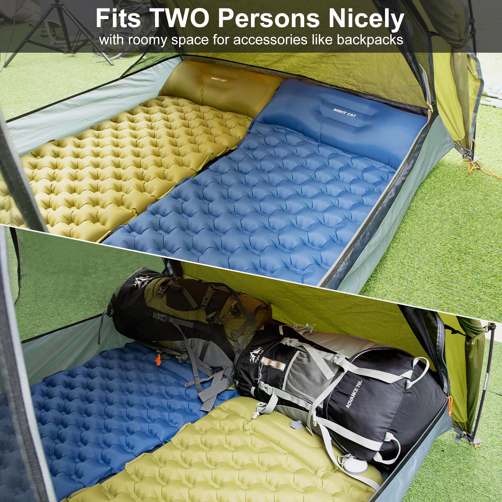 2 Person Backpacking Tent - Lightweight & Waterproof Hiking Camping Tent with Aluminum Poles, Double Layer & 2 Doors - Fast Setup, Compact 7x4.4ft - Perfect for Backpacking, Hiking & Outdoor Adventures