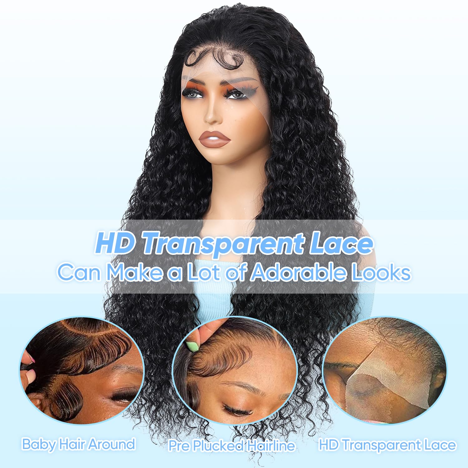 30 Inch 13x6 Lace Front Wigs Human Hair - 200% Density Deep Wave Glueless Wig with Pre-Plucked Hairline | Natural Looking Curly Human Hair Wigs for Women | Perfect for Daily Wear, Cosplay & Special Occasions
