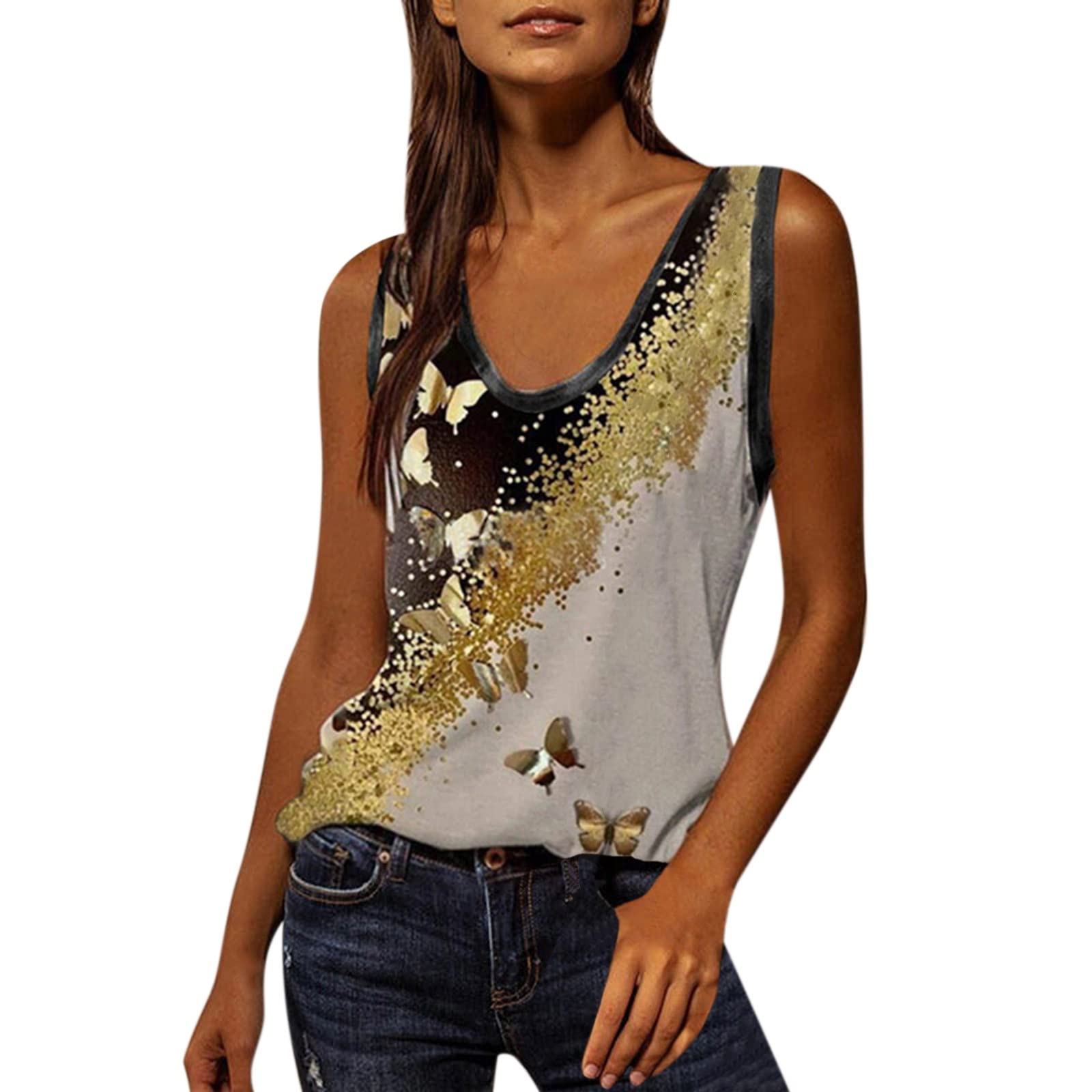 Women's Casual Summer V-Neck Lace Sleeveless Cami Top - Breathable Tank T-Shirt for Beach, Date Night & Everyday Wear