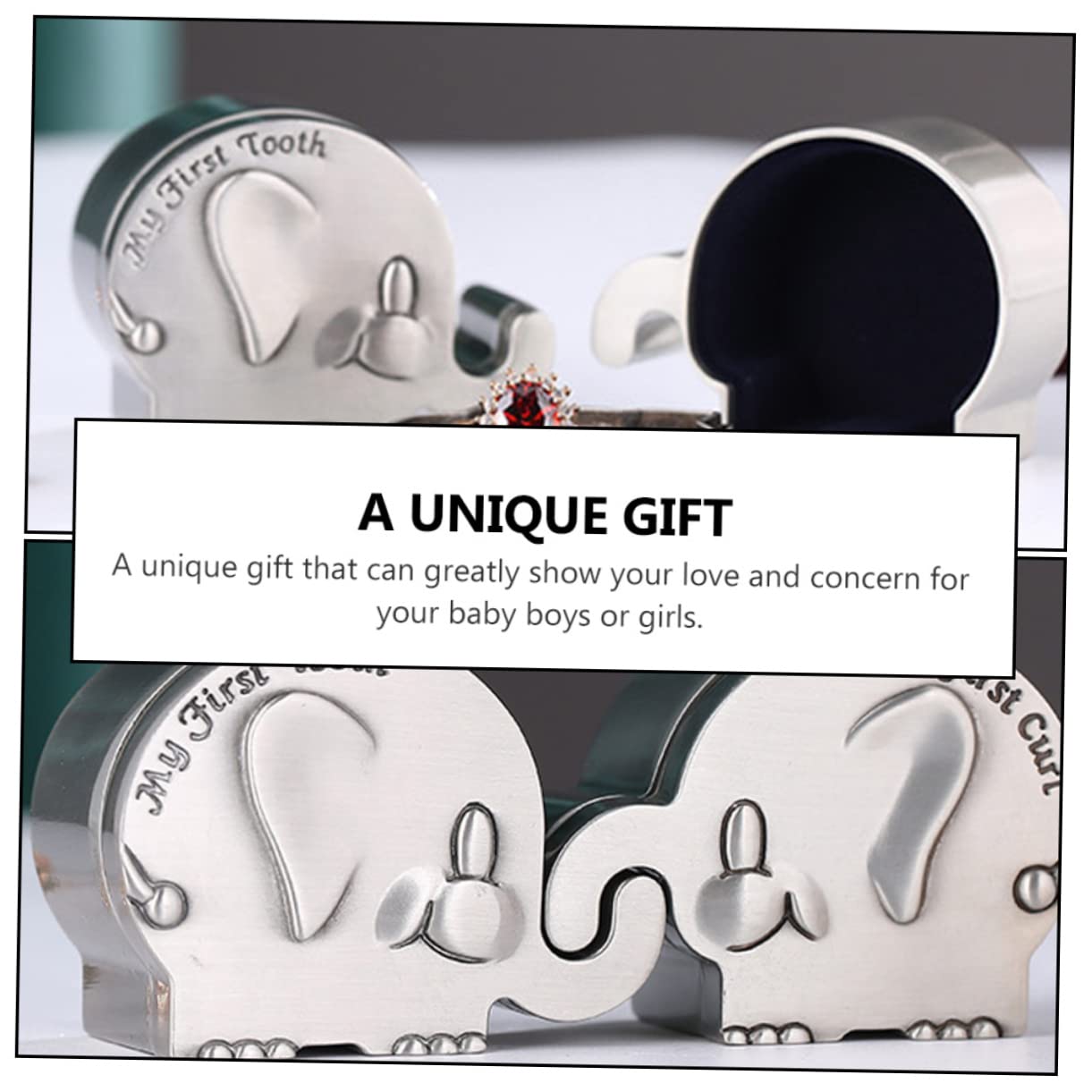 ULDIGI Zinc Alloy Elephant Baby Teeth Keepsake Box - First Tooth Storage for Kids, Baby Tooth Holder & Memory Box - Perfect for First Tooth Loss, Milestone Preservation & Nursery Decor