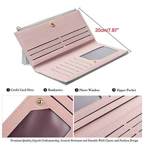 RFID Blocking Leather Wallet for Women - Slim Phone Clutch with Zipper Pocket & Credit Card Holder | Travel, Everyday Use & Gift for Ladies