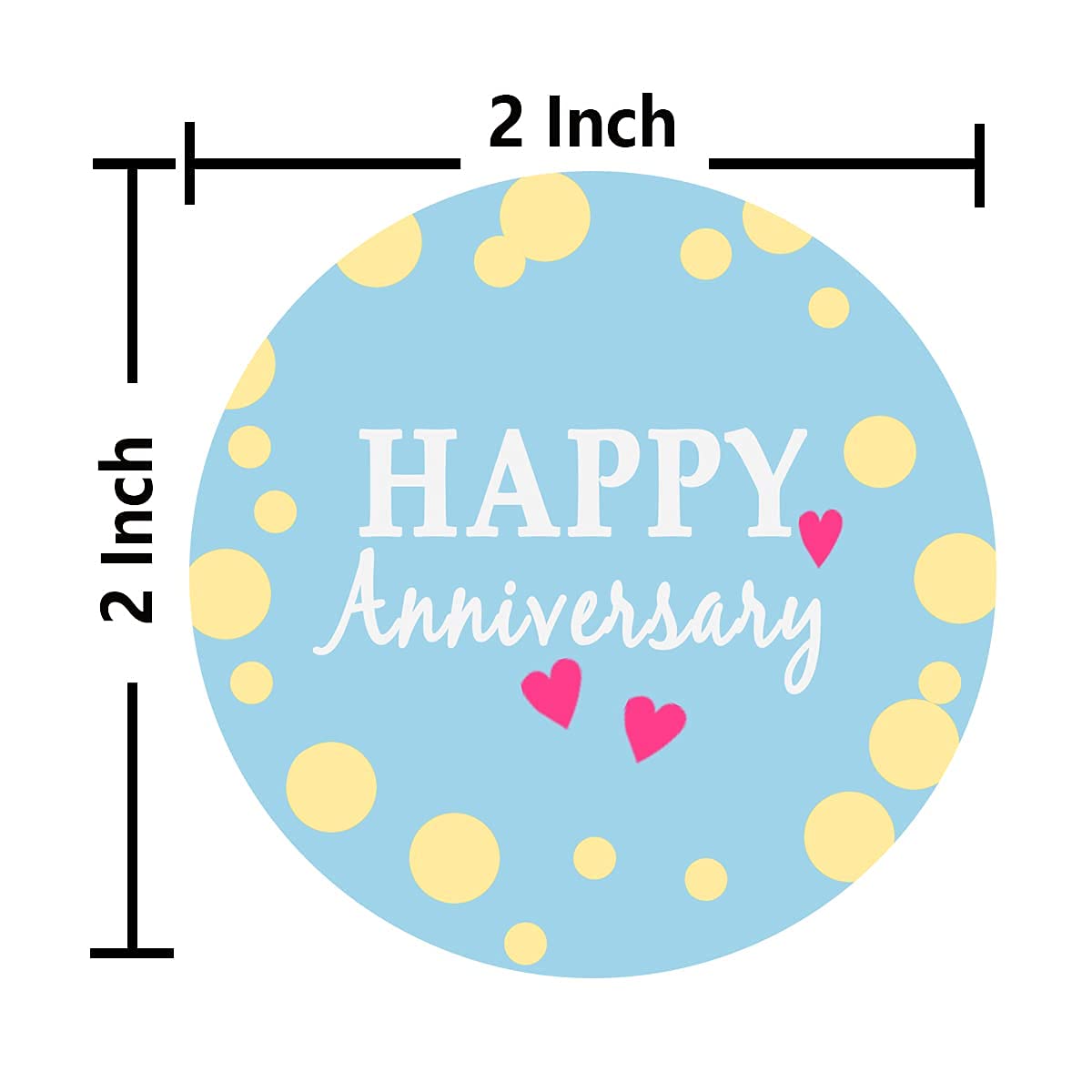 2 Inch Happy Anniversary Party Favor Stickers - Wedding Candy & Cookie Bag Labels - Elegant Party Decorations for Adults - Perfect for Anniversary Celebrations, Wedding Favors & Special Events