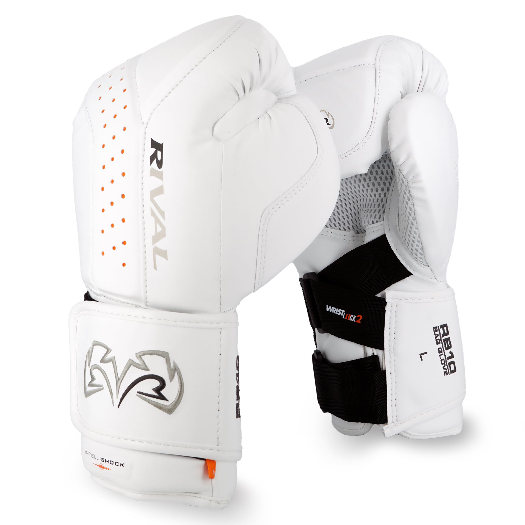 RIVAL RB10 Intelli-Shock Boxing Bag Gloves - Hook & Loop Closure, Ergonomic Fit, 1.25
