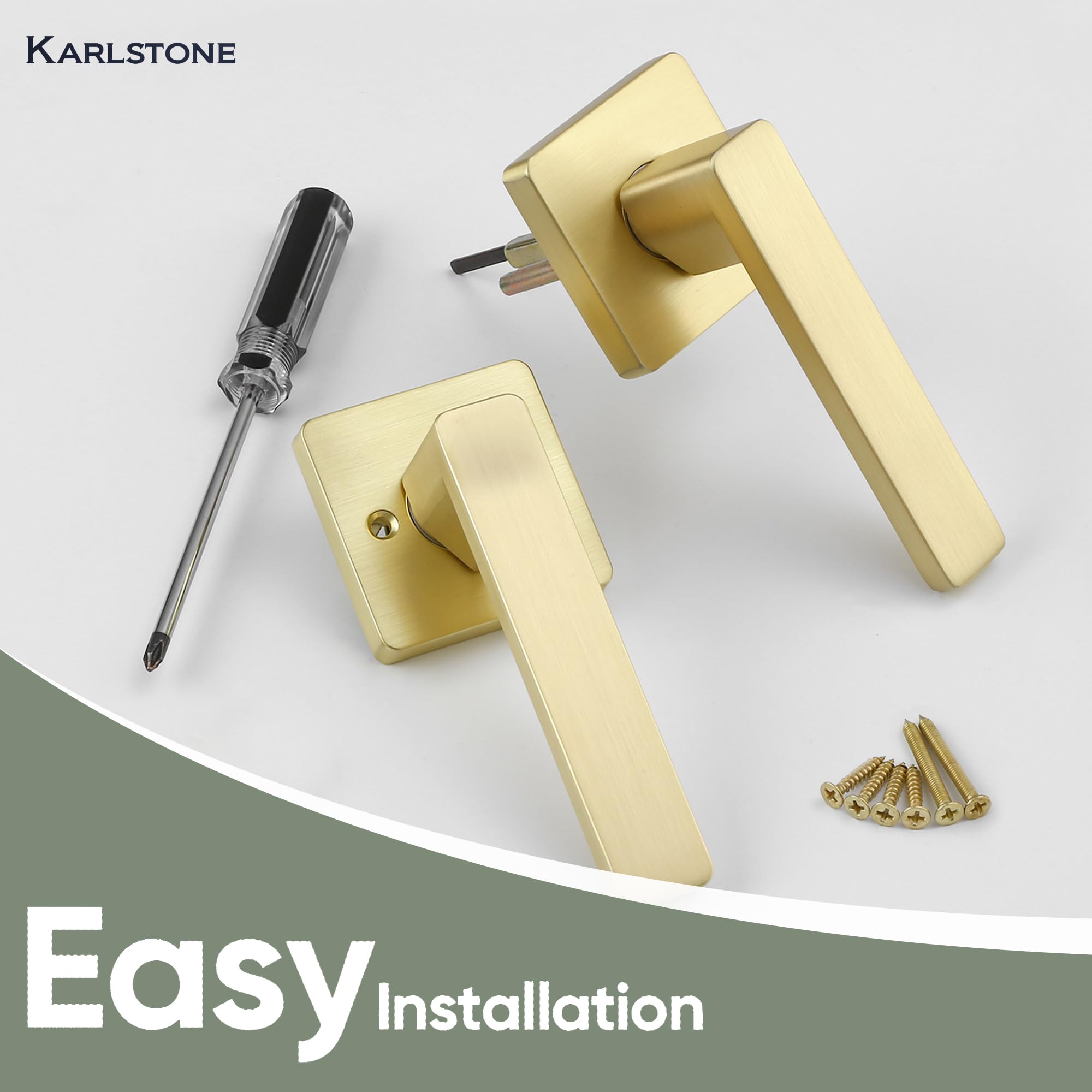 3 Pack Gold Door Handles - Heavy Duty Passage Door Levers for Hallway, Closet & Interior Doors - Modern Left/Right Handed Door Hardware - Perfect for Bedrooms, Bathrooms & Office Spaces