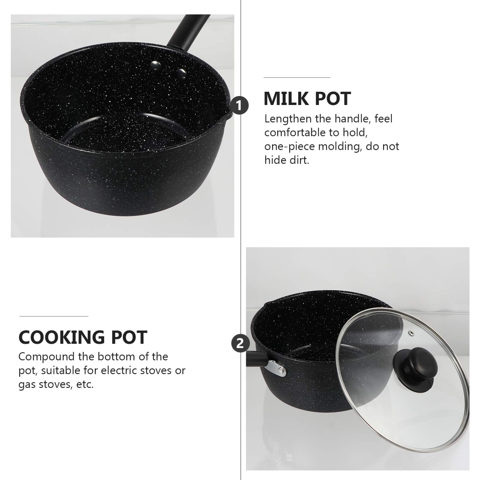 **Hemoton 2.5QT Milk Cooking Pot - Stainless Steel Saucepan with Lid for Noodles, Soup & Frying - Non-Stick Kitchen Cookware for Stovetop & Induction - Perfect for Home, Dorm & Camping Cooking**