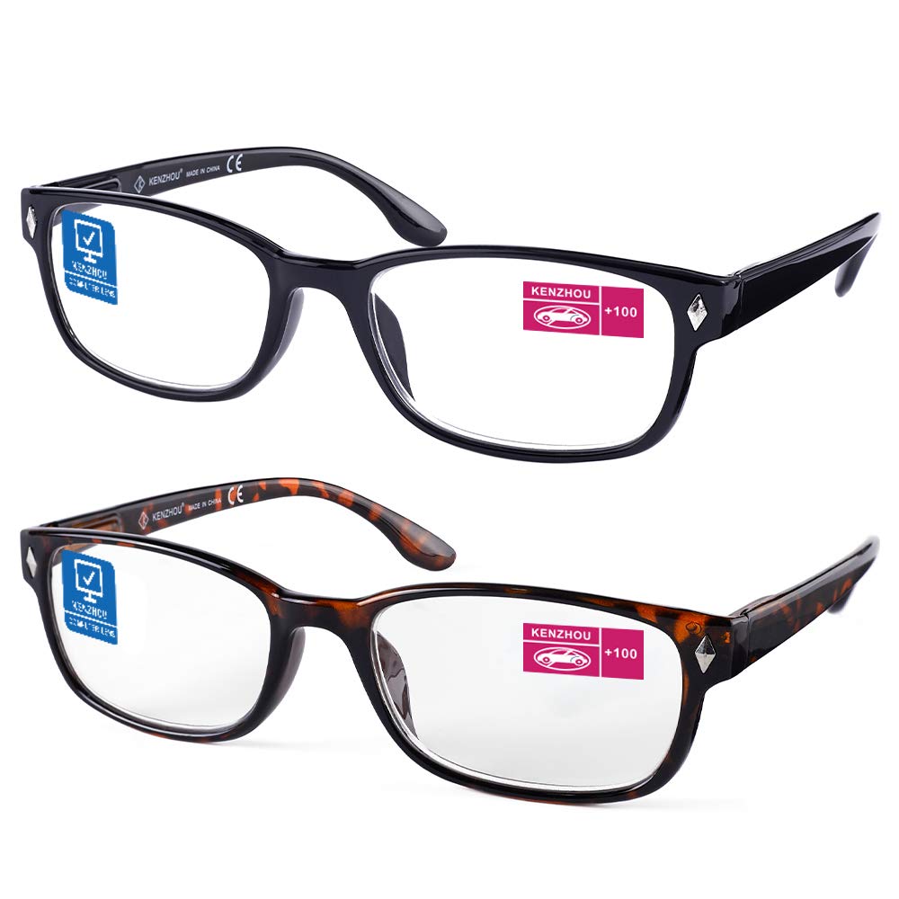 2 Pack Blue Light Blocking Reading Glasses for Men & Women - Anti-Eye Strain Computer Glasses for Office Work, Gaming & Screen Time