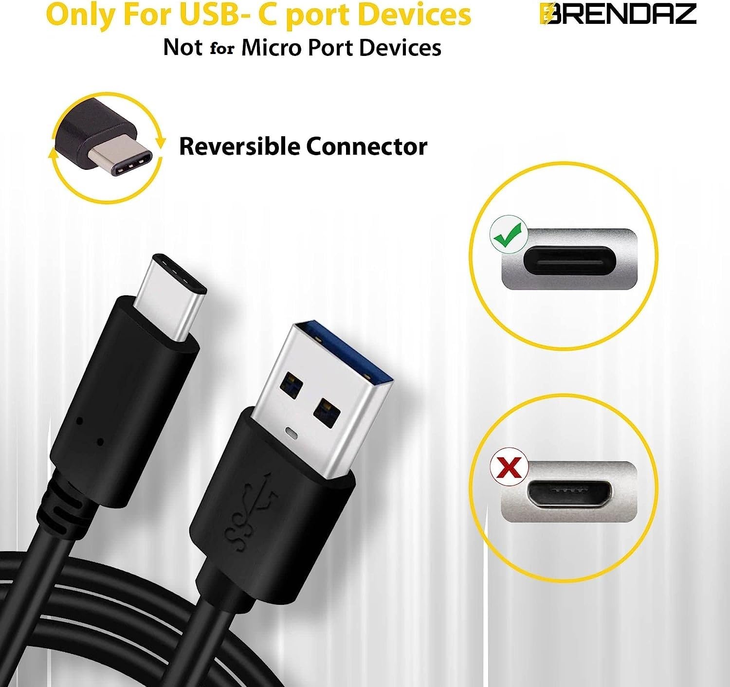 BRENDAZ USB C to USB A Cable 2.0 - 3ft Fast Charging & Data Sync Cable Compatible with RODE VideoMic NTG, PodMic USB, NT-USB Mini Microphones - Perfect for Podcasting, Vlogging & Professional Audio Recording