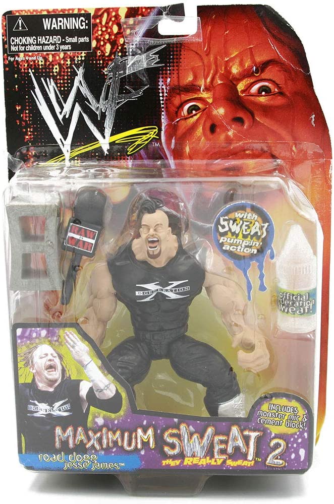 1999 WWF Jakks Pacific Maximum Sweat Series 2 Road Dogg Jesse James Action Figure - Rare Collectible Wrestling Toy for Display & Nostalgic Fans