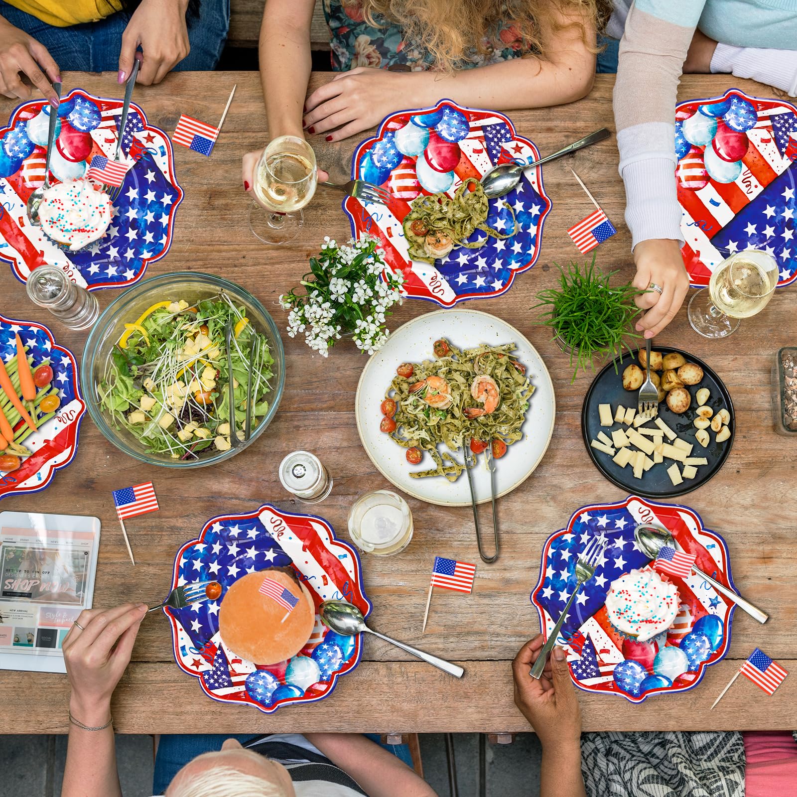 DYLIVeS 4th of July Patriotic Paper Plates - 9 Inch Disposable American Flag Star Plates for Memorial Day, Veterans Day & Independence Day Party Decorations - 80 Pack - Perfect for BBQs, Picnics & Patriotic Celebrations