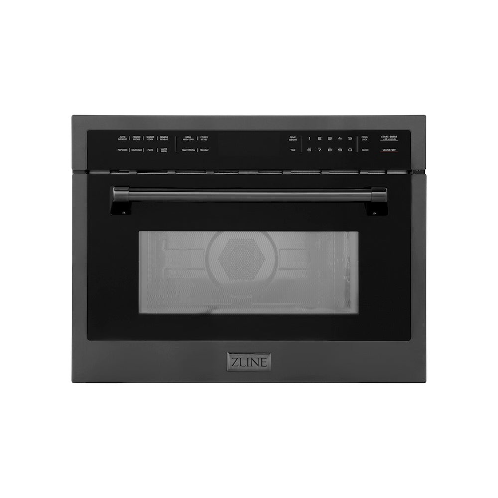 ZLINE 24 Inch Built-In Convection Microwave Oven - Black Stainless Steel with Speed Cooking & Sensor Technology (MWO 24 BS) - Perfect for Modern Kitchens & Small Spaces