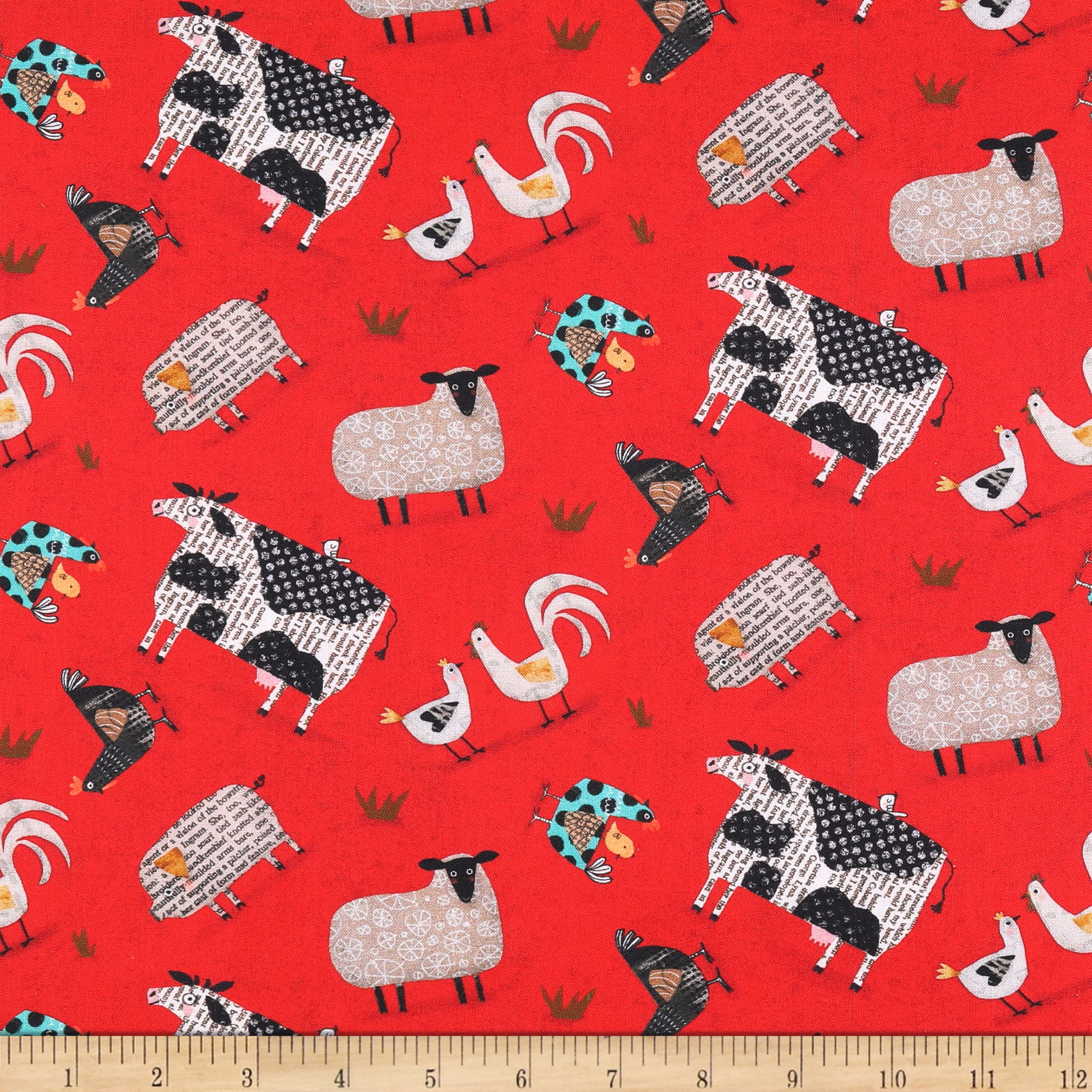 Contempo On The Farm Red Cotton Fabric by The Yard - Premium Quality for Quilting, Sewing & Home Decor Projects