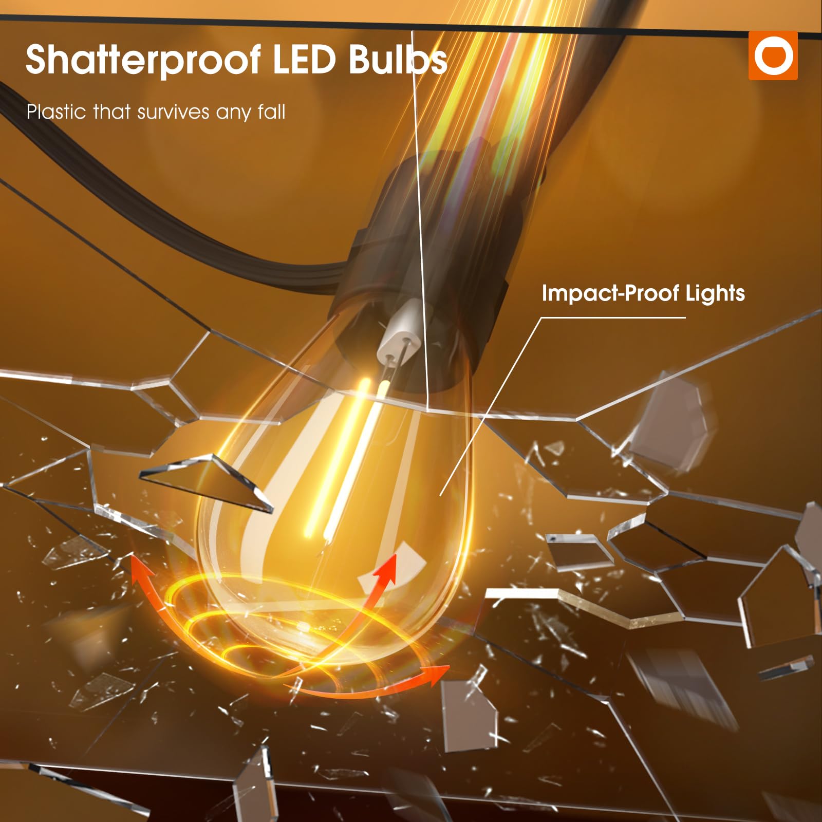 100FT LED Outdoor String Lights with Shatterproof Edison Bulbs - Heavy Duty Weatherproof Commercial Grade - Perfect for Patio, Garden, Backyard & Outdoor Decor (Black)