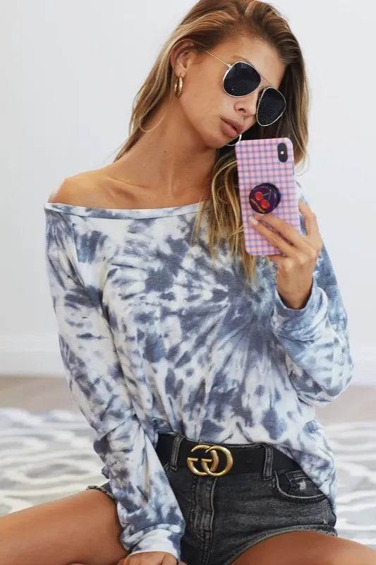 BiBi Tie Dye Print Terry T-Shirt for Women | Soft Cotton Casual Tee | Perfect for Summer Outfits, Beach Wear & Lounge