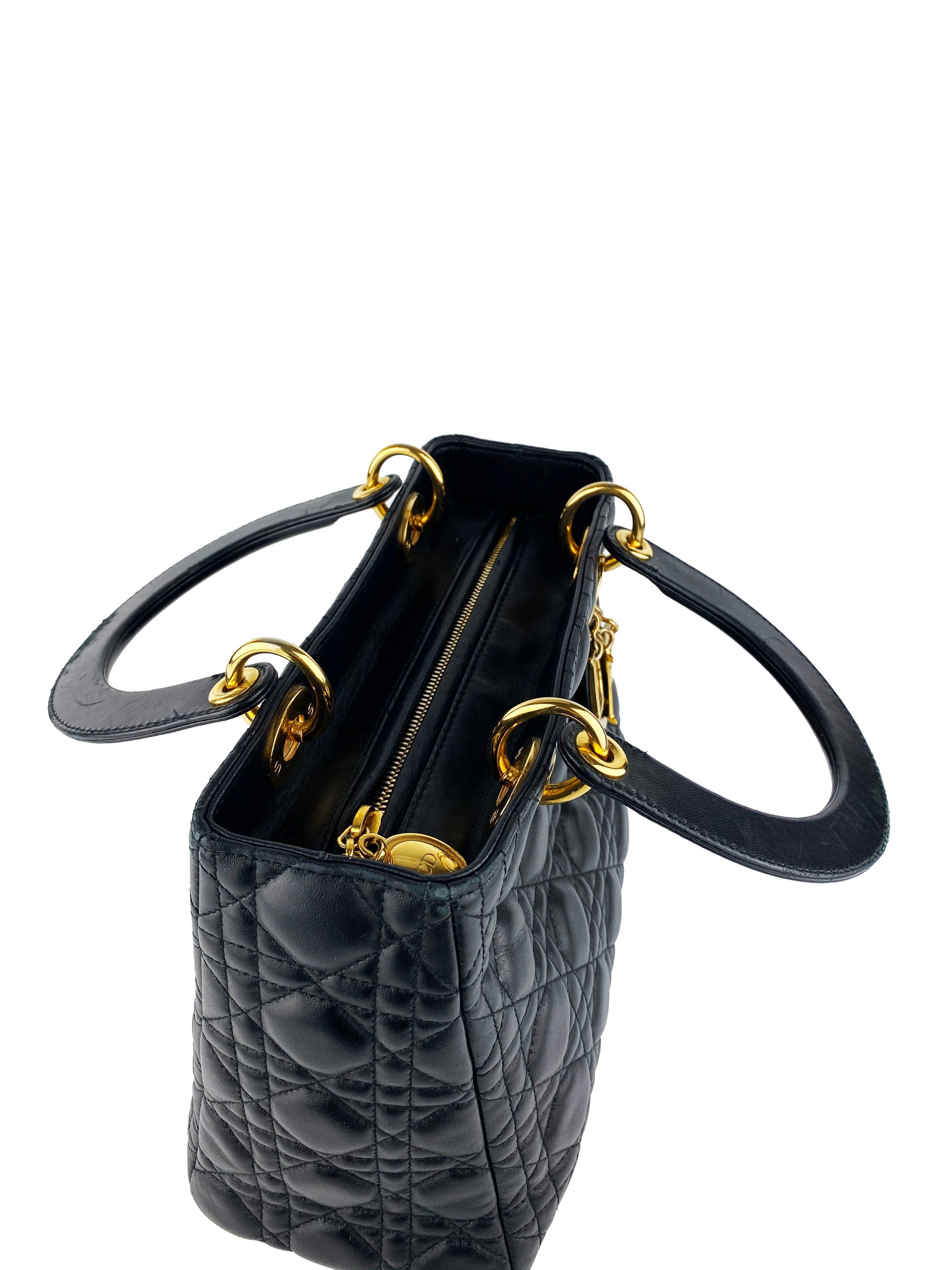 Dior Medium Lady Dior Handbag in Black | Luxury Leather Shoulder Bag for Women | Perfect for Work, Evening Events & Special Occasions