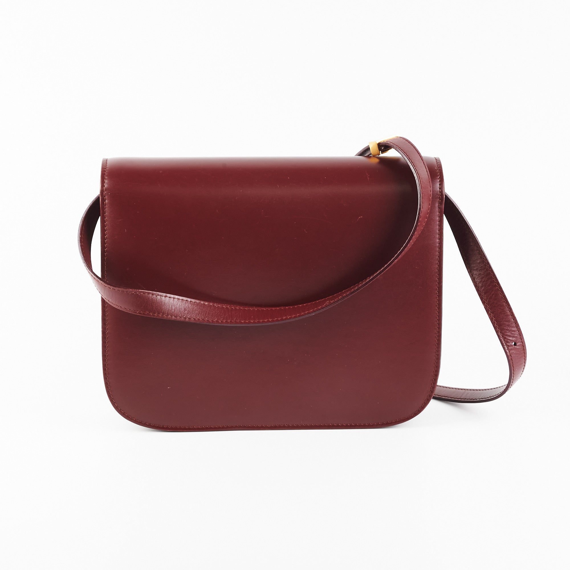 Celine Box Medium Burgundy Leather Crossbody Bag - Luxury Designer Handbag for Women | Perfect for Work, Travel & Evening Events