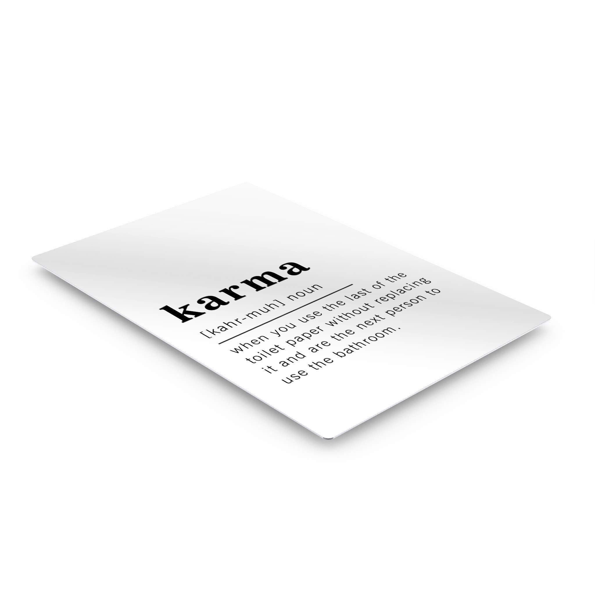 Funny Karma Definition Metal Print - Inspirational Quote Wall Art for Office, Living Room, Bedroom & Bathroom Decor | Ready to Hang 30x20 Inch Made in USA | Perfect for Home, Gifts & Yoga Studio Wall Decor