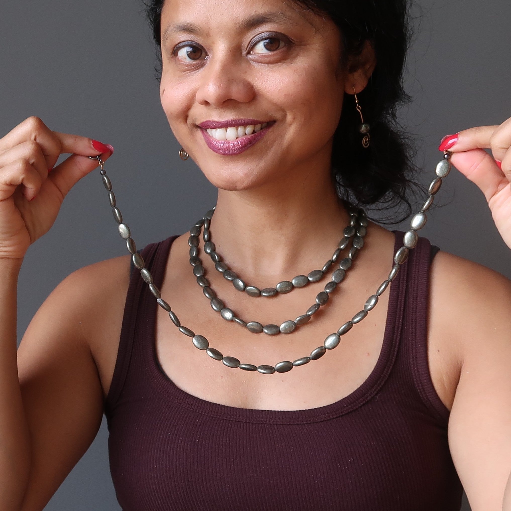 Pyrite Necklace for Women - Spiritual Healing Gold Oval Beads Jewelry for Chakra Balancing & Positive Energy | Perfect for Meditation, Yoga & Everyday Wear