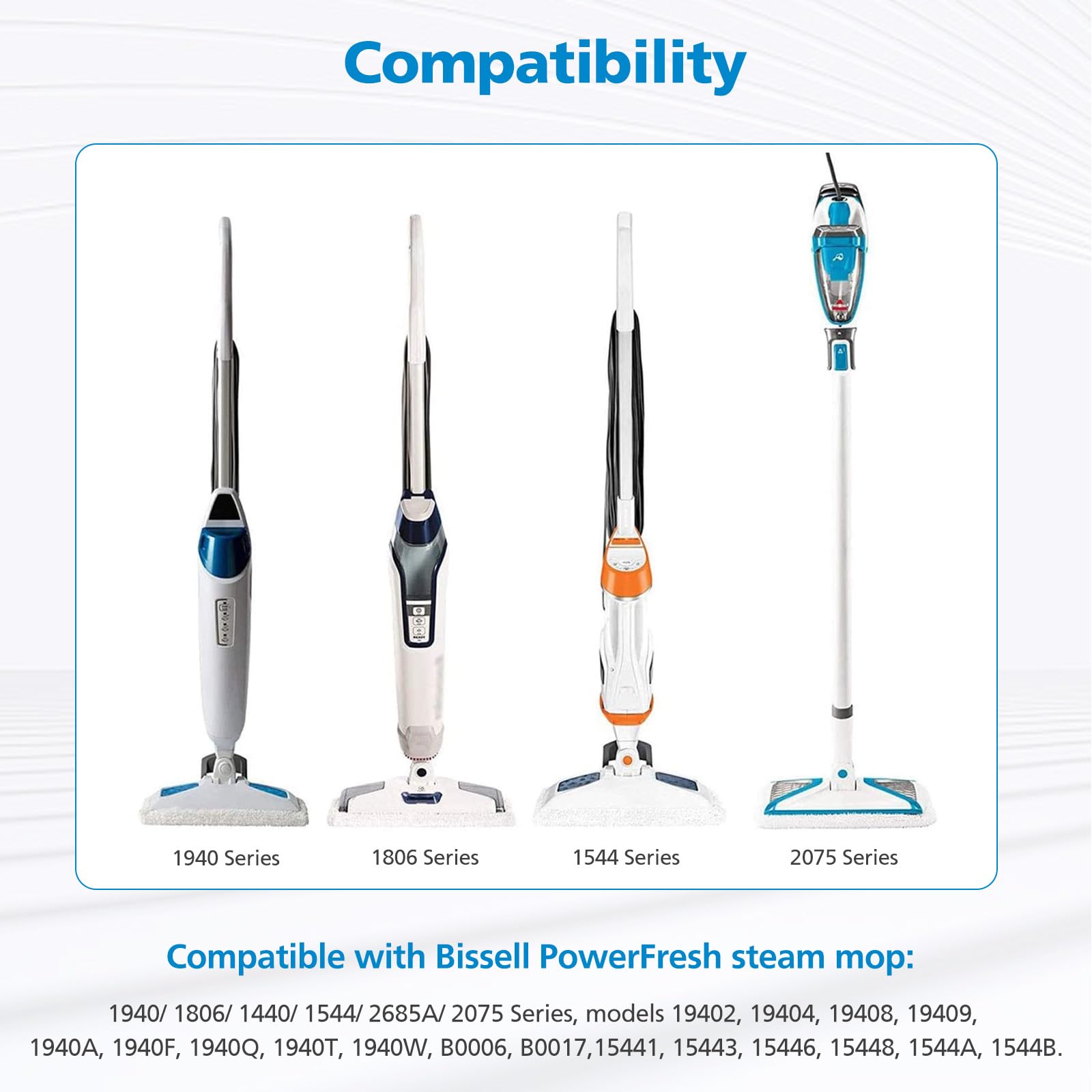 Bissell Steam Mop Pads Replacement (4 Pack) - Compatible with PowerFresh Steam Mop Models 1806, 1544, 1440, 2075A, 2685A, 1940W & More - Part #5938, #203-2633 - Deep Cleaning for Hardwood Floors & Tile Surfaces