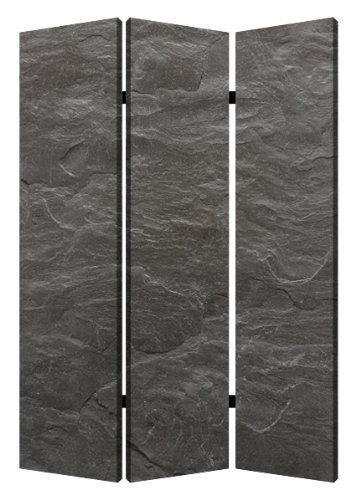 Black Slate Room Divider - 3 Panel Folding Privacy Screen for Home Office, Bedroom & Living Room | Space Partition & Decorative Accent