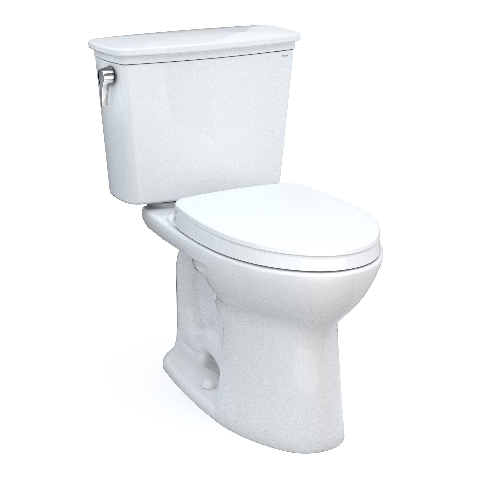 TOTO Drake Transitional Two-Piece Elongated Toilet 1.28 GPF Universal Height with TORNADO FLUSH Technology, 10-Inch Rough-In and CEFIONTECT Coating - Cotton White (CST786CEFG.10#01) - Perfect for Modern Bathrooms, Water-Efficient Homes & ADA-Compliant Spaces
