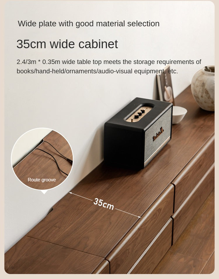 Solid Oak & Black Walnut Wood TV Stand - Rustic Modern Entertainment Center for Living Room, Home Theater & Media Storage