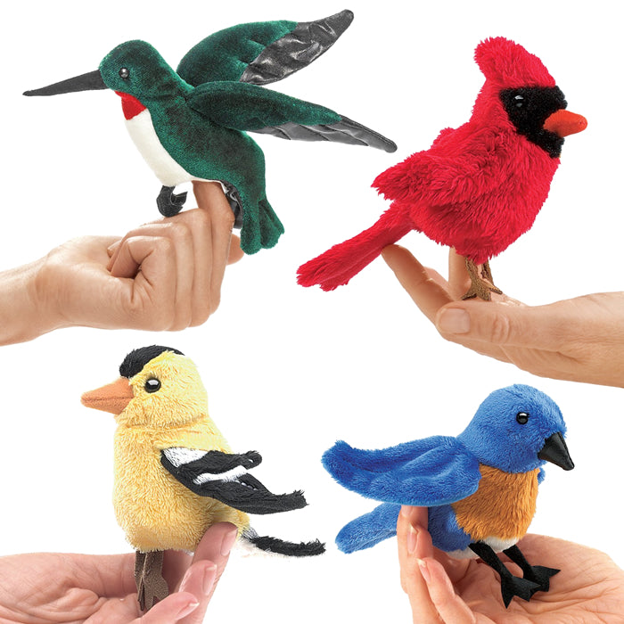 Folkmanis Mini Songbird Hand Puppets - Realistic Bird Puppets for Kids, Storytelling, and Educational Play - Perfect for Imaginative Play, Classroom Activities, and Gifts