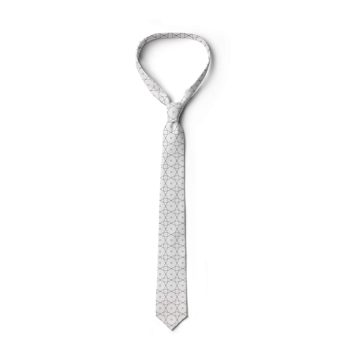 Ambesonne Abstract Men's Tie - Hand Drawn Geometric Design for Office & Weddings