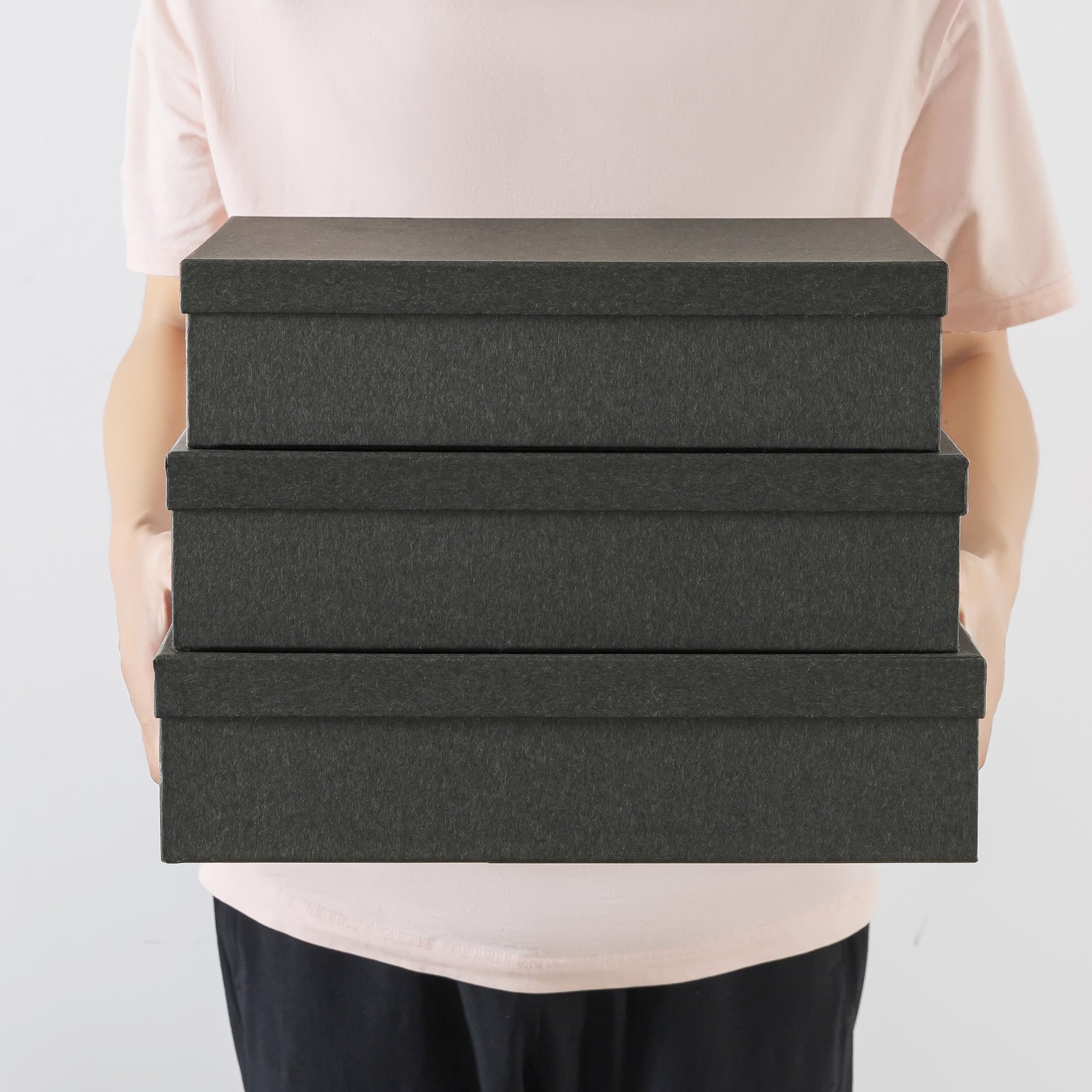 Decorative Storage Box Set for Keepsakes, Photos & Office - Black Kraft