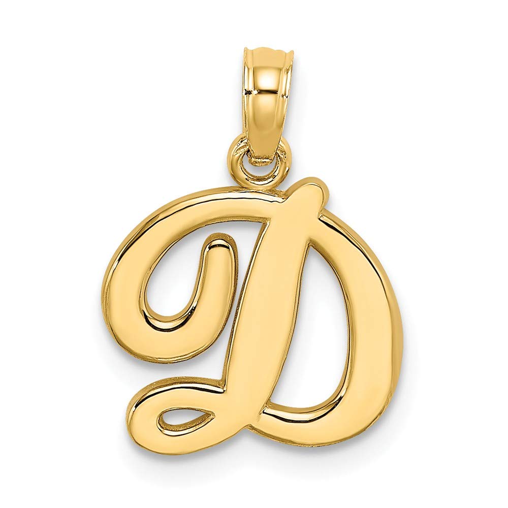 14K Solid Yellow Gold D Initial Letter Alphabet Charm Pendant - 11x13mm Personalized Jewelry for Necklace, Bracelet & Gift Giving